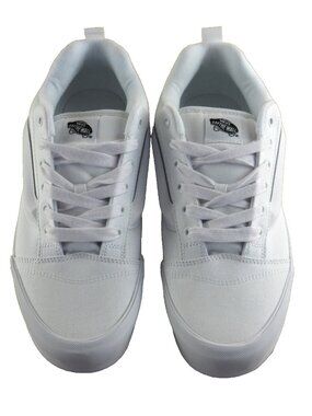 Vans Men's Knu Skool True White Canvas Lace Up Skate Shoes Sneakers size 12 NIB